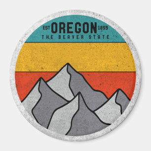 Aimant Oregon The Beaver State Vintage Mountain Souvenir