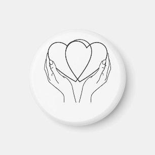 Aimant Oreiller à motif minimaliste de mains et de cœurs