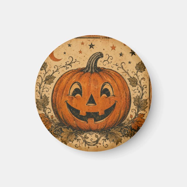 Aimant Oreiller jeté vintage citrouille Halloween (Devant)