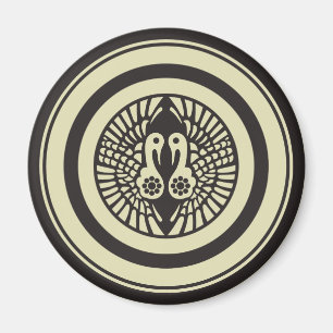 Aimant Oriental Beige Grey Ikko Ikki Japon Mon Vector Art