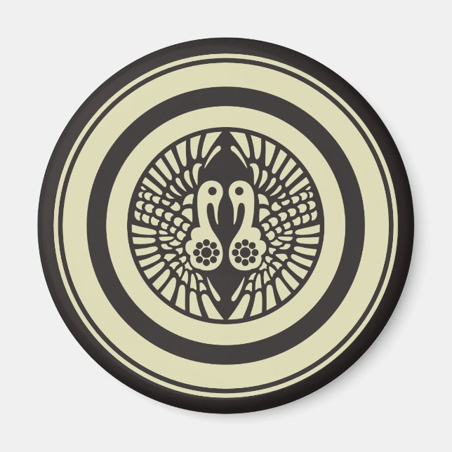 Aimant Oriental Beige Grey Ikko Ikki Japon Mon Vector Art (Devant)