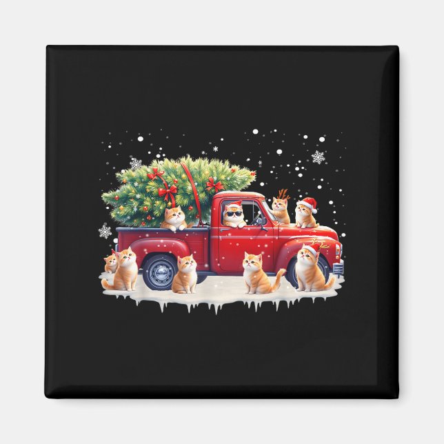 Aimant Oriental Cat Red Truck Christmas Tree Santa Ugly X (Devant)