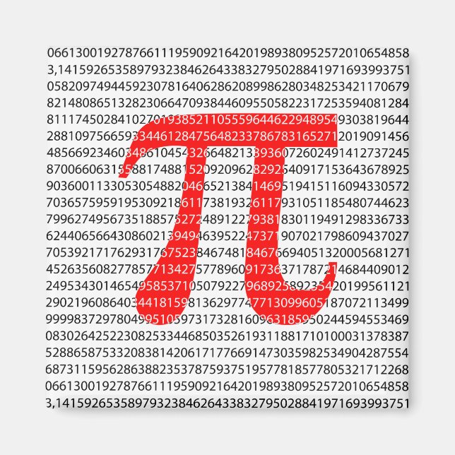 Aimant Original red number pi day mathematical symbol (Devant)