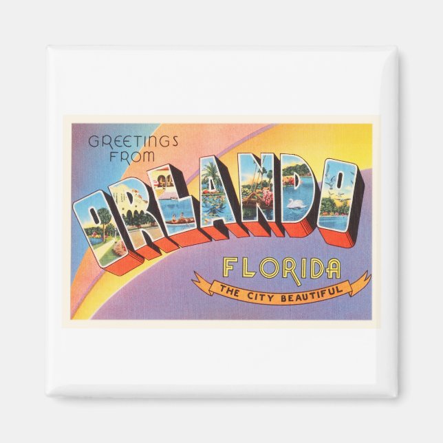 Aimant Orlando Florida FL Vieux souvenir Vintage voyage (Devant)