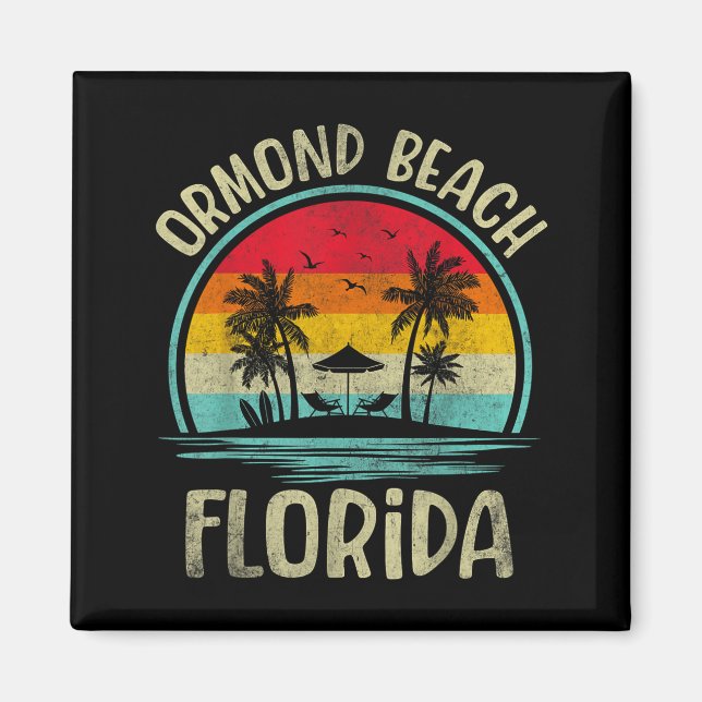 Aimant Ormond Beach Floride Palmier Famille Été (Devant)