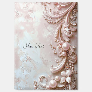 Aimant Orné de Perle Rose et Fleurs