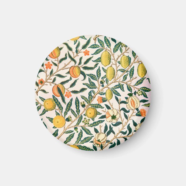 Aimant Ornement blanc grenade de fruit William Morris (Devant)