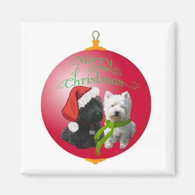 Aimant Ornement de Noël Westie Scottie (Devant)