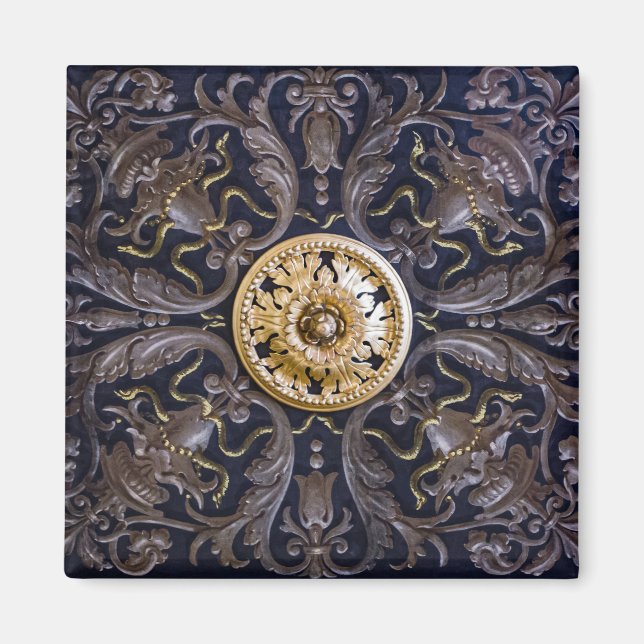 Aimant Ornement de sculpture médiévale en bois plaqué or (Devant)