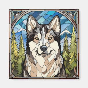 Aimant Ornement en verre de chien Malamute d'Alaska