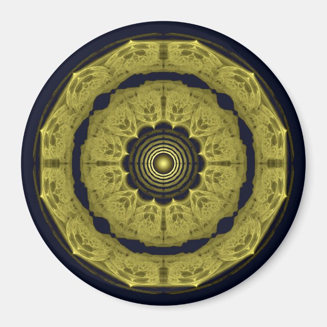 Aimant Ornement fractal rond brillant orange (Devant)