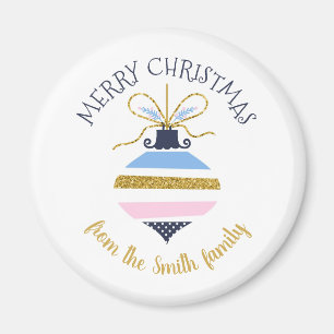 Aimant Ornement moderne d'arbre de Noël personnalisé