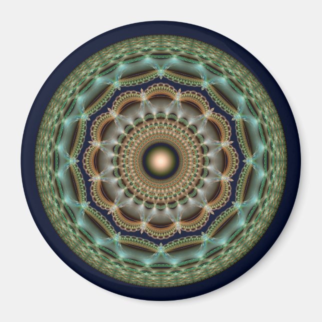 Aimant Ornement rond brillant fractal lustré (Devant)
