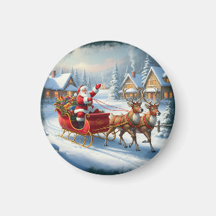 Aimant Ornement Rond de Noël Classique