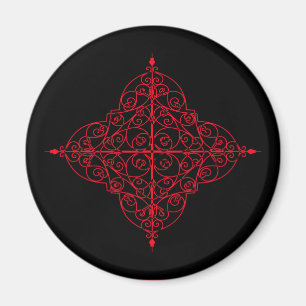 Aimant ornemental gothique rouge et noir