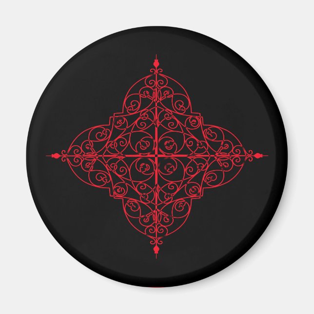 Aimant ornemental gothique rouge et noir (Devant)