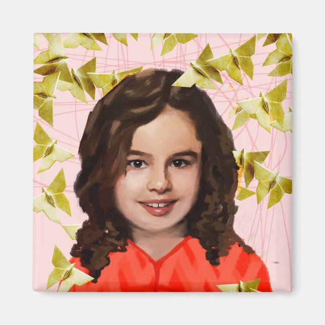 Aimant Orphelin noir | Kira - Girl Origami (Devant)