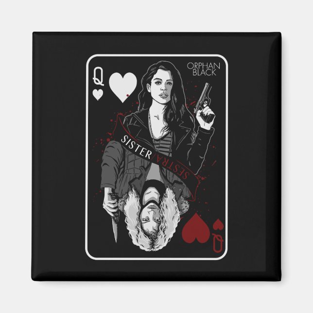 Aimant Orphelin noir | Sarah & Helena - Soeur/Sestra (Devant)