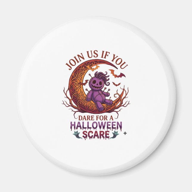 Aimant Osez Halloween Épouvante Violet Poupée Vaudou Croi (Devant)