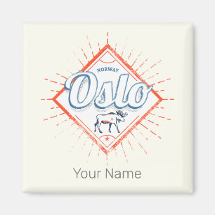 Aimant Oslo Capital Norvège Retro Moose Souvenir Vintage