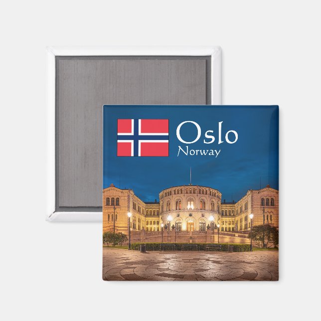 Aimant Oslo Norvège Souvenir (Recto/Verso)