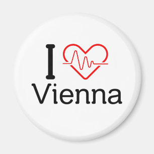 Aimant Österreich Heartbeat I love Vienna