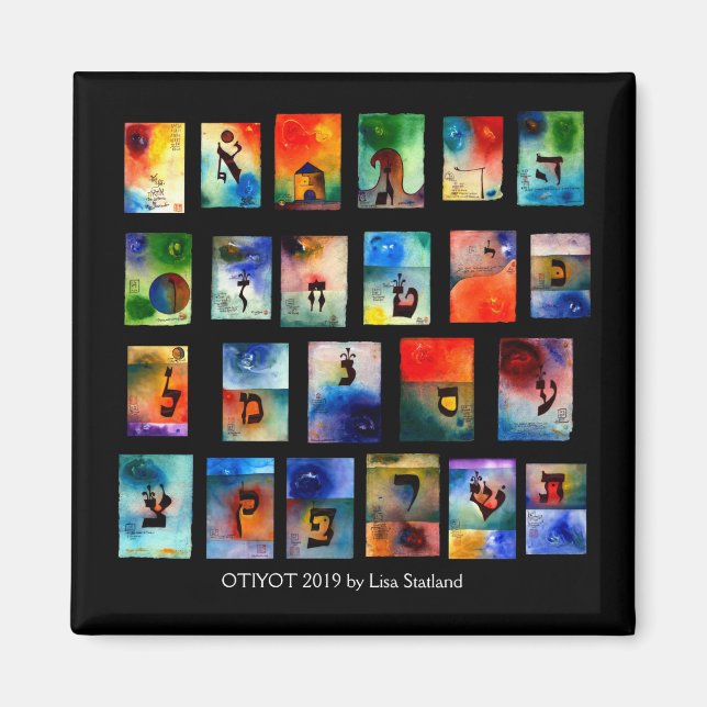 Aimant Otiyot magnétique de l'alphabet juif (Devant)