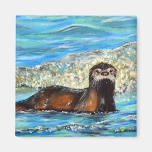 Aimant Otter in the Waves 2 Peinture