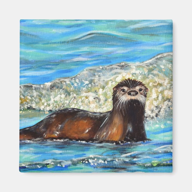 Aimant Otter in the Waves 2 Peinture (Devant)
