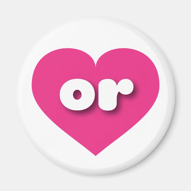 Aimant ou coeur rose chaud - J'aime ou (Devant)