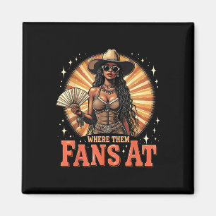 Aimant Où sont ces fans de Cowgirl Western Art Rétro