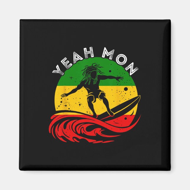 Aimant Ouais Mon Rastafari Roots Jamaïcain Surfing Rasta  (Devant)
