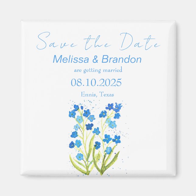 Aimant Oubliez-moi pas Blue Floral Spring Rustic Mariage (Devant)