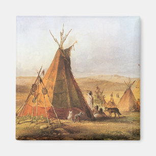 Aimant Ouest d'Amérique vintage, Teepees on Plain par Bod