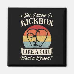 Aimant Oui je sais je fais du kickbox comme une fille vou