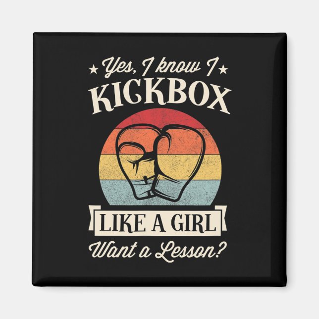 Aimant Oui je sais je fais du kickbox comme une fille vou (Devant)