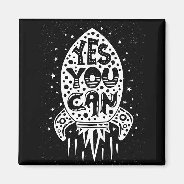 Aimant Oui Vous Pouvez Rocketship (Devant)