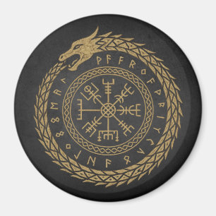 Aimant Ouroboros & Vegvisir - Norse Compass Rune Circle D