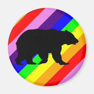 Aimant Ours arc-en-ciel Grizzly Silhouette Coloré Fierté