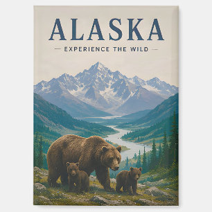 Aimant 🐻 Ours Brun d'Alaska Montagne Sauvage 🏔️