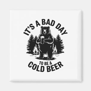 Aimant Ours buvant de la bière camping drôle c'est une ma