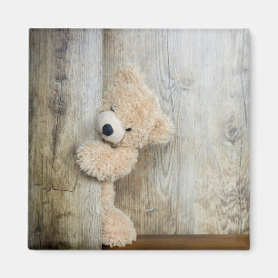 Aimant Ours Cute Stuffé Mur Rustique En Bois