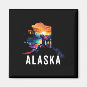 Aimant Ours d'Alaska Animal Carte d'Alaska Souvenirs Vaca