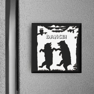 Aimant Ours de danse Silhouette noire