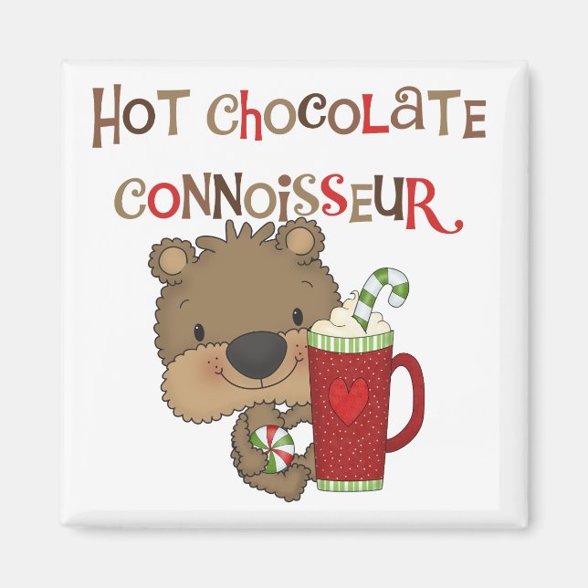 Aimant Ours de garçon de connaisseur de chocolat chaud (Devant)