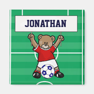 Aimant Ours de nounours mignon personnalisé du football