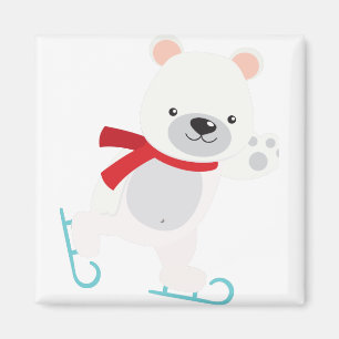 Aimant Ours d'hiver du patinage sur glace