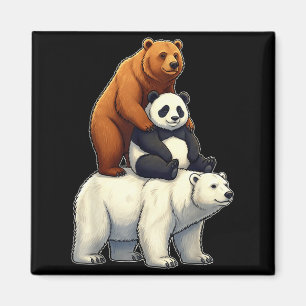 Aimant Ours drôles empilés panda ours grizzly ours polair