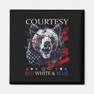 Aimant Ours du 4 juillet rouge, blanc et bleu des États-U