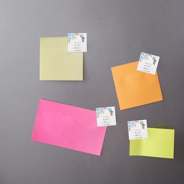 Aimant Ours en peluche Baby Shower herbe de pampas bleu g (Créateur téléchargé)